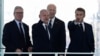 (de la stânga la dreapta) Premierul britanic Keir Starmer, cancelarul german Olaf Scholz, președintele SUA Joe Biden și președintele francez Emmanuel Macron înainte de întâlnirea lor în format cvadruplu la Cancelaria din Berlin, pe 18 octombrie 2024.