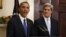 U.S. President Barack Obama (left) announces the nomination of Senator John Kerry on December 21.