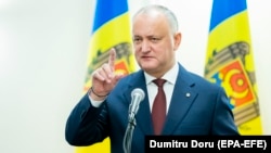 Igor Dodon în timpul unei conferințe de presă, 16 noiembrie 2020.