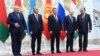 Russian President Vladimir Putin (second right) with leaders of countries belonging to the Collective Security Treaty Organization, a Russian-led security alliance.