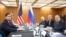 Russia's Foreign Minister Sergey Lavrov (front right) attends a meeting with US Secretary of State Marco Rubio (front left) on July 23. 