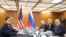 Russia's Foreign Minister Sergey Lavrov (front right) attends a meeting with US Secretary of State Marco Rubio (front left) on July 23. 