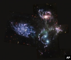 گروهی از پنج کهکشان، معروف به پنج‌قلوی استفان. از تصاویر تلسکوپ جیمز وب