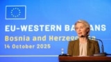 Bosnia and Herzegovina -- President of the European Commission Ursula von der Leyen, and chairwoman of Bosnian Council of ministers Borjana Krišto, in Sarajevo, October 14, 2025.