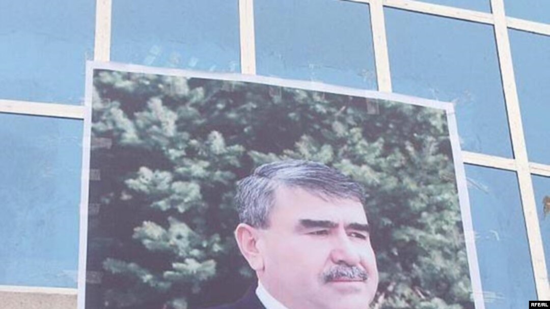 A campaign poster for Sayvali Nurov