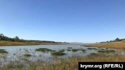 Обмелевшее Белогорское водохранилище, архивное фото