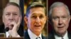 U.S. Representative Mike Pompeo (left to right), retired Lieutenant General Michael Flynn, and Senator Jeff Sessions have been tabbed to fill the positions of CIA director, national security adviser, and attorney general in the Donald Trump administration.