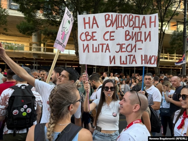 Protesta e organizuar nga studentët në Beograd, më 28 qershor 2025.