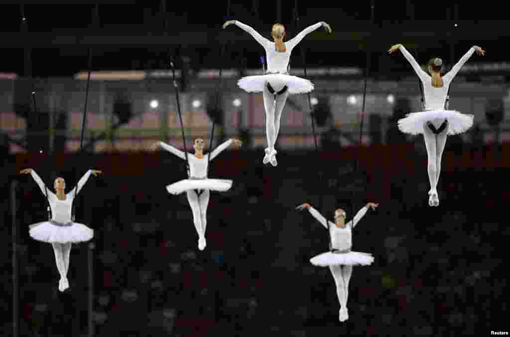 Deschiderea Campionatului mondial de atletism pe stadionul Luzhniki din Moscova, Rusia.