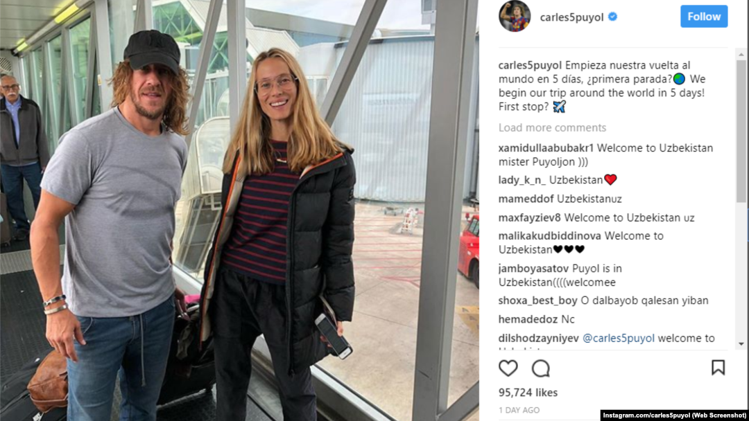 Карлес Пуйолнинг Тошкентда тушган илк суратларидан бири унинг Instagram саҳифасида чоп этилди.