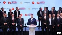 Христијан Мицкоски, претседател на ВМРО-ДПМНЕ, на промоција на кандидати за градоначалници, Штип, 27 септември 2025 година. 