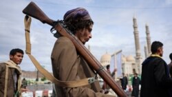 Houthi supporters demonstrate in solidarity with Iran in Sanaa, Yemen