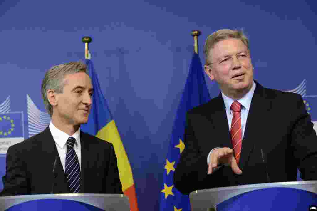 Premierul Republicii Moldova, Iurie Leancă, şi comisarul european pentru vecinătate, Stefan Fule, la Bruxelles.