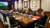 Turkish President Recep Tayyip Erdogan (right) chairs a security meeting in Ankara.
