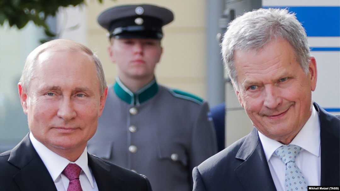 Russian President Vladimir Putin (left) and Finnish President Sauli Niinisto in Helsinki in 2019.