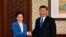 Hszi Csin-ping kínai elnök(j) és Carrie Lam, Hongkong kormányzója Pekingben 2019. december 16-án