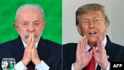 از راست: دونالد ترامپ و لوئیز ایناسیو لولا دا سیلوا، رؤسای جمهور آمریکا و برزیل