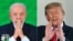 از راست: دونالد ترامپ و لوئیز ایناسیو لولا دا سیلوا، رؤسای جمهور آمریکا و برزیل