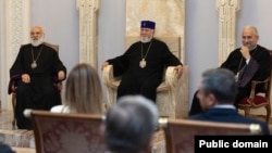Armenia - Catholicos Garegin II meets with opposition members of Armenia's new parliament, Echmiadzin, August 2, 2026.
