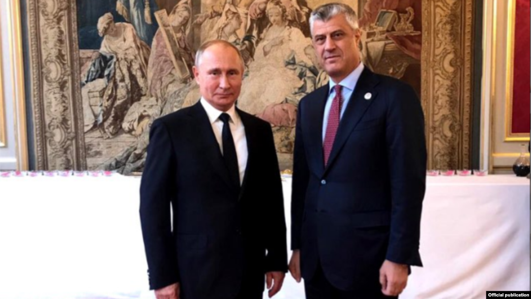 France: President of Kosovo, Hashim Thaci meets his Russian counterpart, Vladimir Putin.