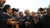 Iranian officials and members of the Jewish community pray together at a ceremony to unveil a monument honoring Iranian-Jewish soldiers who died in action during the Iran-Iraq War of the 1980s.