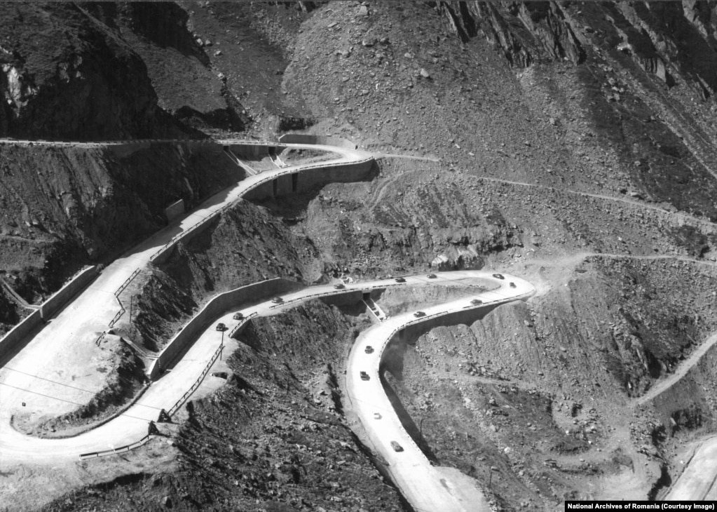 The Transfagarasan road photographed shortly after its September 1974 opening