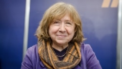 Svetlana Alexievich attends the Vilnius Book Fair in Lithuania in March 2025.