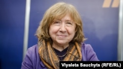 Svetlana Alexievich attends the Vilnius Book Fair in Lithuania in March 2025.
