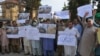 Pakistani journalists protested against the arrests of colleagues in Quetta in June.