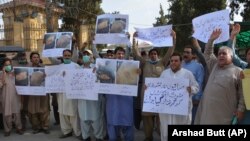 Pakistani journalists protested against the arrests of colleagues in Quetta in June.