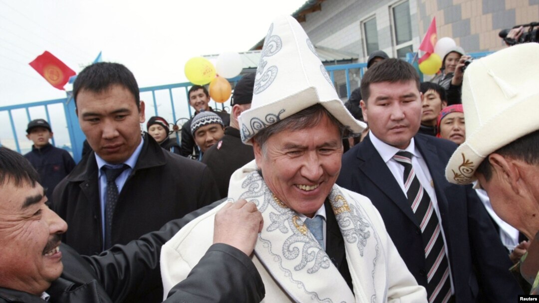 Kyrgyzstan's President-elect Almazbek Atambaev (centre) on the campaign trail last month. 