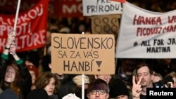 Протест против правительства Роберта Фицо в Словакии, Братислава, январь 2024 года