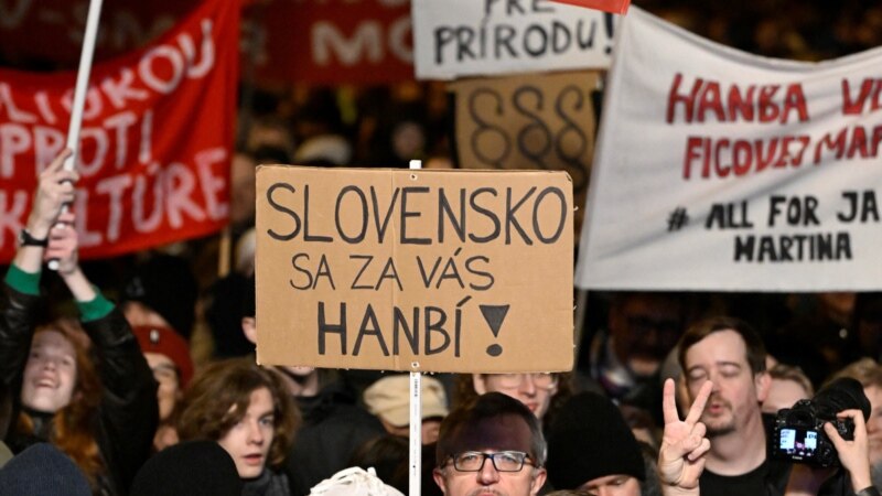 Словаки протестуют против политики правительства Роберта Фицо