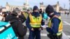 Police were seen checking the documentation of those attending the Budapest rally on January 31.