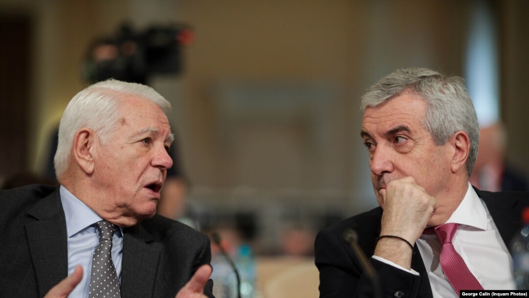 Călin Popescu Tăriceanu și Teodor Meleșcanu pe vremea când erau împreună în alianța cu PSD.