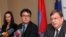 Armenia -- Head of the EU Delegation to Armenia Traian Hristea (c) at a press conference. Yerevan, 22Oct., 2012