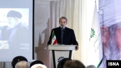 Iranian Parliament speaker Ali Larijani during a visit to Bojnourd in northern Khorasan Province on Wednesday June 12 (ISNA)