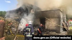 Ukraine -- Fire in a house, Ivano-Frankivsk region, 28Jul2021