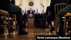 Президент Дональд Трамп 2020 елның 8 гыйнварында Иран турында белдерү ясый