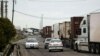 Trucks carrying commodities from Iran to neighboring Azerbaijan. March 2020.