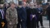 Nagorno-Karbakh - Karabakh's President Bako Sahakian (C) and spiritual leader Archbishop Pargev Martirosian attend a cocert in Stepanakert, 18Mar2014.