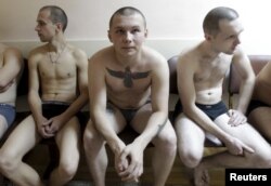 Прызыўнікі ў расейскую армію ў Стаўропалі.