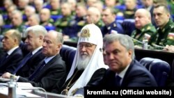 Патрыярх Кірыл на пасяджэньні калегіі Міністэрства абароны Расеі, сьнежань 2018