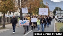 Protestna šetnja prosvjetnih radnika u Mostaru, BiH, 26. 11. 2024.