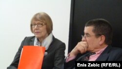 Sonja Biserko i Geoffrey Nice na zagrebačkoj promociji, 31. ožujka 2011