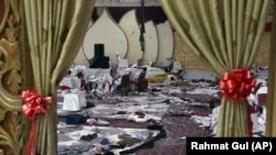 The inside of a wedding hall in Kabul that was the scene of a previous bombing, in November 2018.