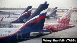 Aeroflot and Rossiya airlines jets Moscow's Sheremetyevo International Airport. (file photo)