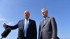 U.S. President Donald Trump(L)speaks next to new national security advisor Robert O'Brien on September 18, 2019 at Los Angeles International Airport in Los Angeles, California.