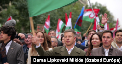 ოპოზიციის მიტინგი ბუდაპეშტში 23 ოქტომბერს, 1956 წლის რევოლუციის 69-ე წლისთავზე.