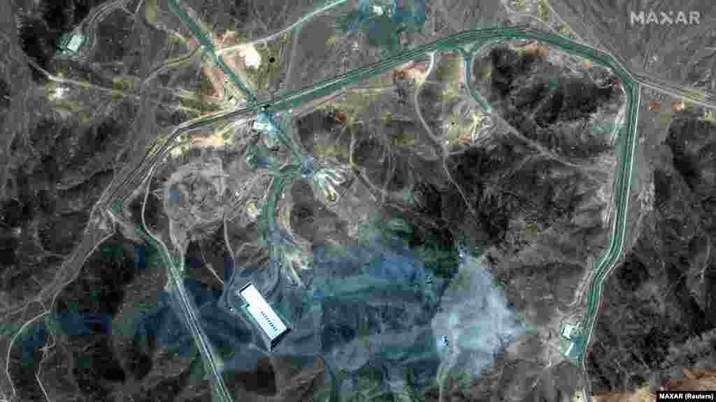 A satellite view of the Fordow underground complex before and after the US struck the nuclear facility near Qom on June 22.